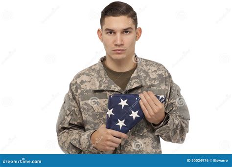 Soldier With American Flag Stock Photo Image Of National 50024976