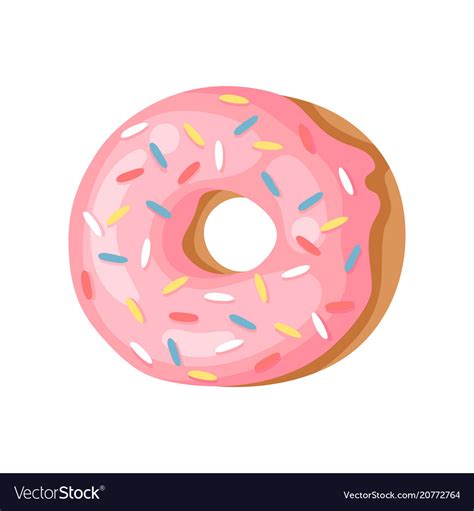 Cartoon Pink Donut Hand Drawn Royalty Free Vector Image