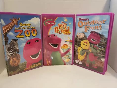 Barney The Dinosaur Vhs Lot Of 3 Lets Go To The Zoo Lets Pretend