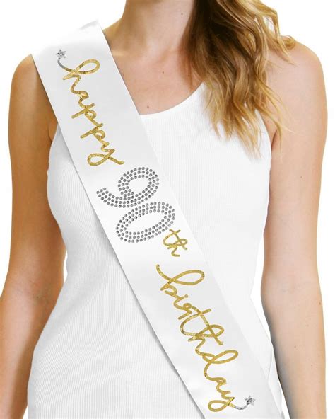 Looking for the best 90th birthday ideas for mom, dad, grandma, grandpa or another special man or woman turning 90? Happy 90th Birthday Satin Sash Women 90 Birthday Decor White & Gold SHIPS F… | 90th birthday ...