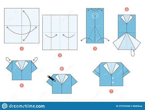 Origami Tutorial For Kids Origami Cute Shirt Stock Vector