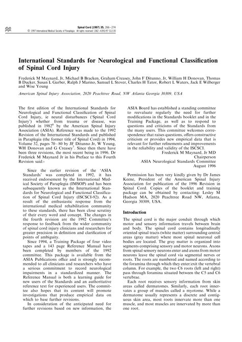 Pdf International Standards For Neurological And