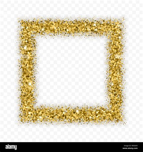 Gold Glitter Frame With Bland Shadows Isolated On Transparent