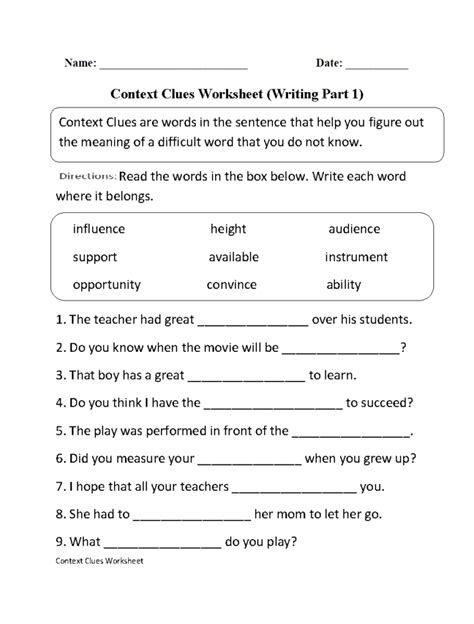 Th Grade English Worksheet