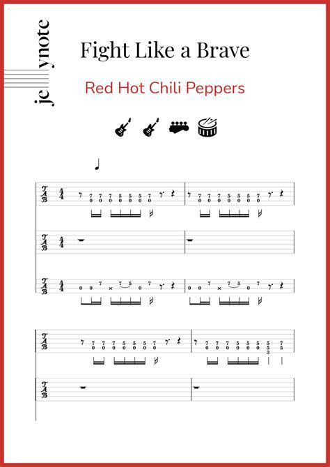 Partituras De Red Hot Chili Peppers Fight Like A Brave Guitarra Y Bajo Jellynote