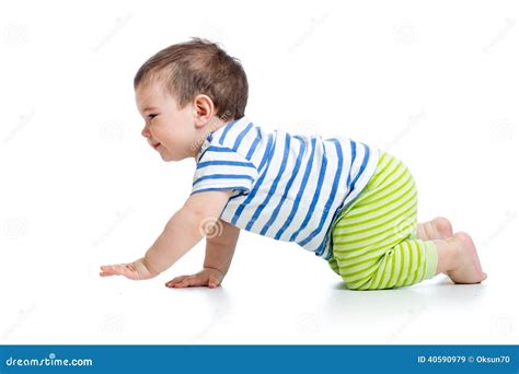 Funny Crawling Baby Boy Stock Image Image Of Healthy 40590979