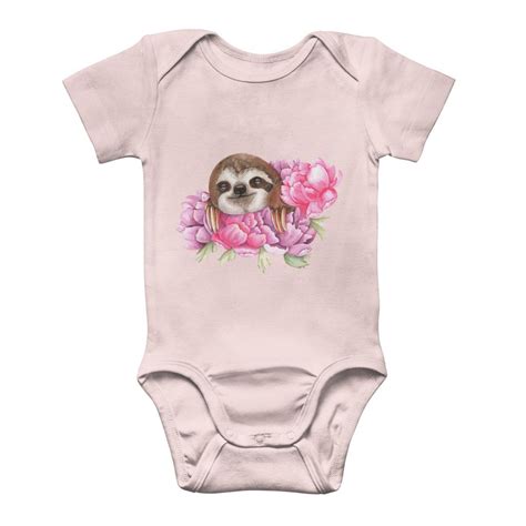 Cute Sloth Classic Baby Onesie Bodysuit Floreale Idea Baby Etsy Italia