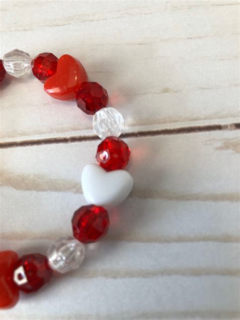 Valentine Bracelet Heart Bracelet Valentine Ts Beaded Etsy