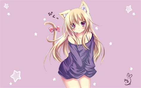 Anime Girl With Long Blonde Hair And Purple Eyes