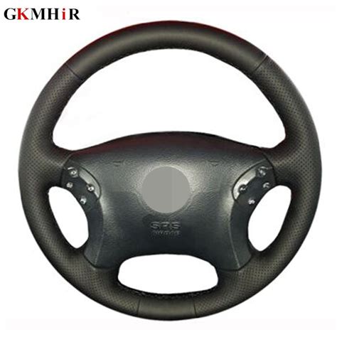 Diy Black Black Artificial Leather Car Steering Wheel Cover For