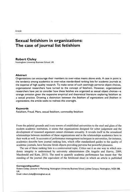pdf sexual fetishism in organizations the case of journal list fetishism