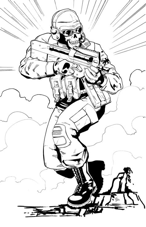 Call Duty Ghost Coloring Pages Sketch Coloring Page