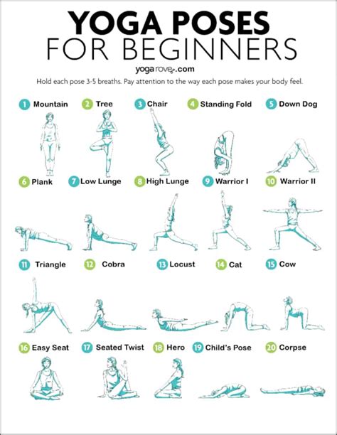 Yoga Poses For Complete Beginners Free Printable Yoga Rove