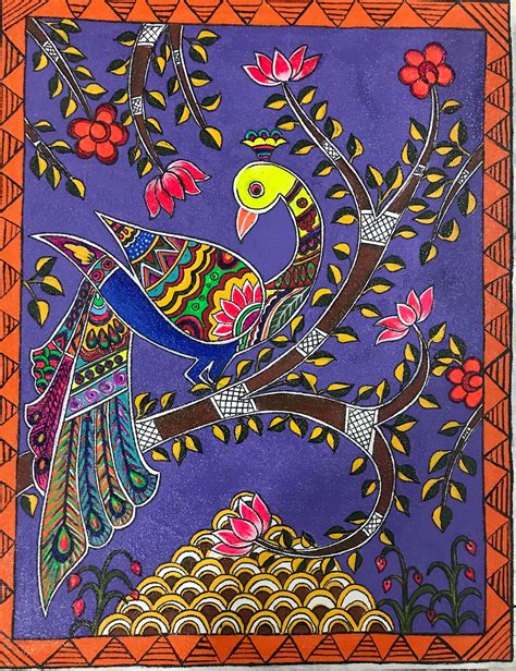 Madhubani Art Madhubani Painting Madhubani Peacock Indian Etsy My Xxx Hot Girl