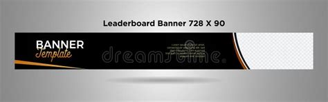 Leaderboard Banner 728x90 Black Gold Simple Design Vector 04 Stock