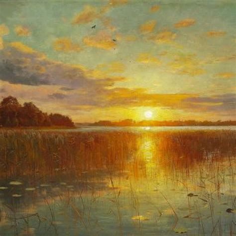 Sunset Over A Danish Fiord Peder Mork Monsted Jben Arts