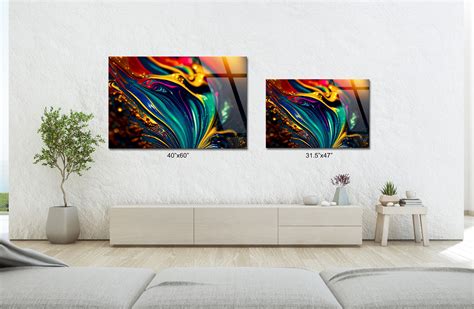 Natural Luxury Abstract Glass Wall Art Natural Liquid Dyeing Glass Print Art Colorful Abstract
