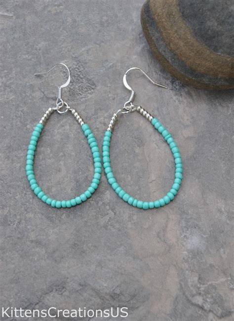 Turquoise Czech Glass Drop Earrings Item 122 Etsy