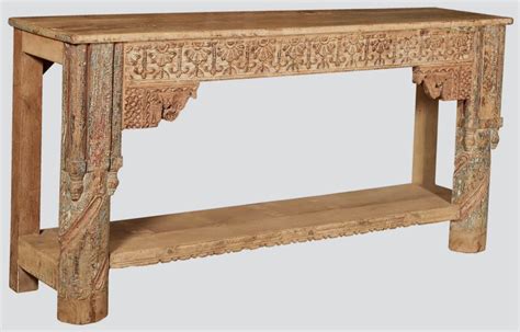 Beautiful Hand Carved Natural Teak Console Table With Shelf From Terra Nova Designs Los
