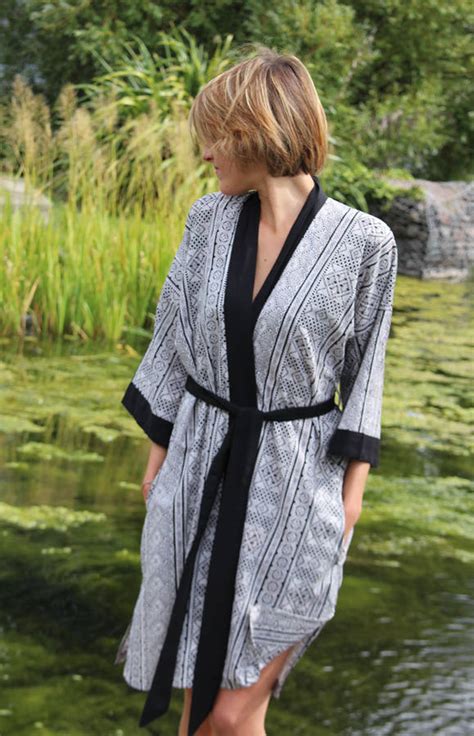 Black Lace Short Kimono Dressing Gown By Verry Kerry