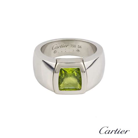 Cartier 18k White Gold Peridot La Dona Ring Rich Diamonds