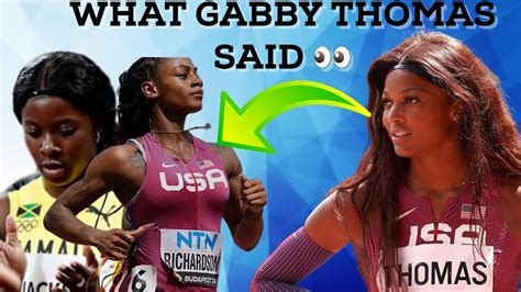 omg gabby thomas had this to say after sha carri richardson and shericka jackson won 200m heats