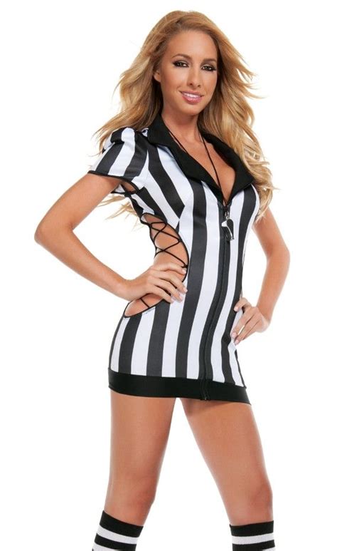 sexy women referee uniform black white stripe sexy football game referee outfit high school girl