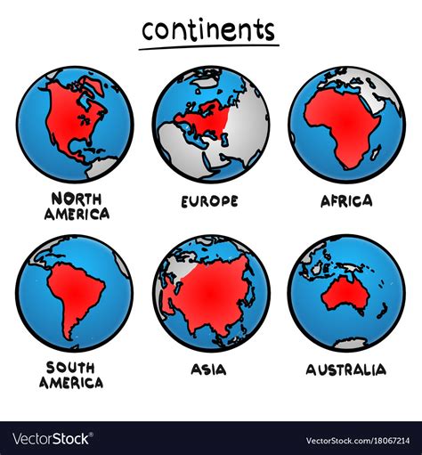 Sketch Drawing Continents Royalty Free Vector Image
