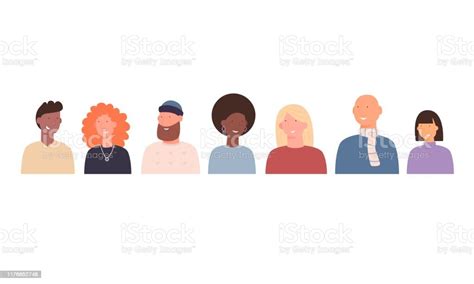 Diversity People Vector Portrait Set Stock Illustration Download