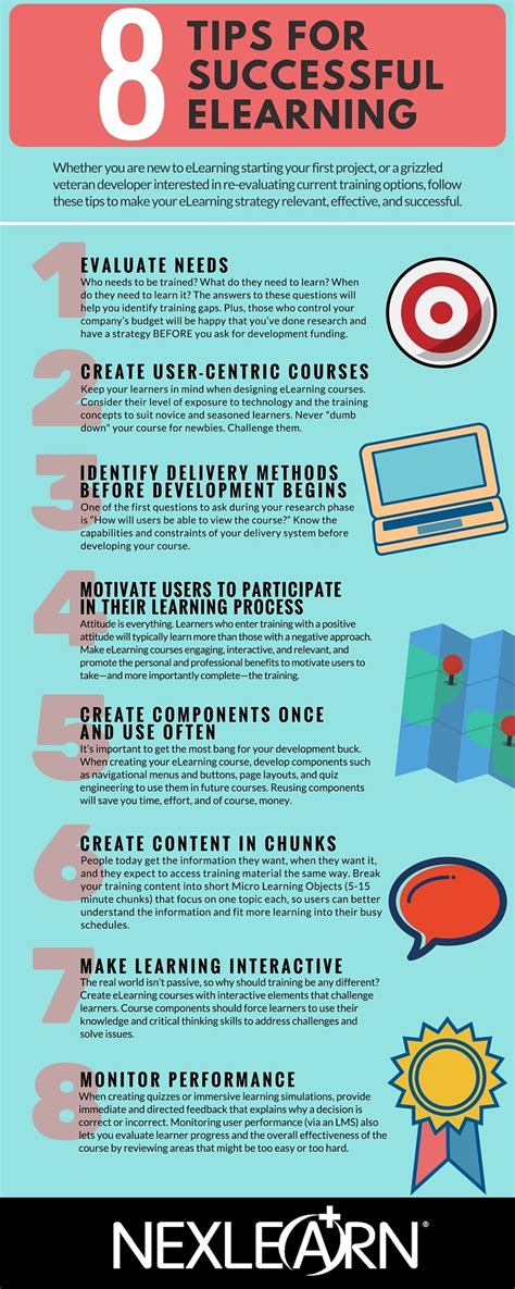 8 Tips For Successful Elearning Infographic E Learning Infographics