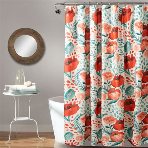 Lush Decor Poppy Garden Floral Polyester Shower Curtain 72x72 Multi