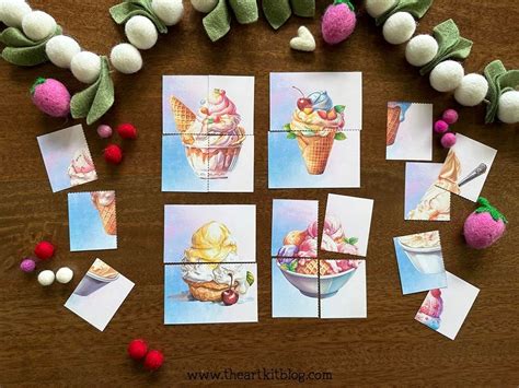 Ice Cream Picture Puzzles 2 Piece And 4 Piece Free Printable The