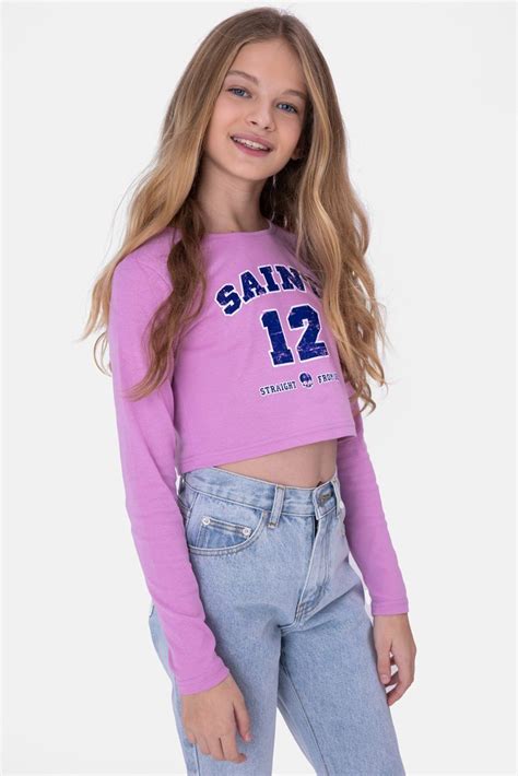 Saint Cropped Tee Purple S In 2021 Girls Fashion Clothes Girls