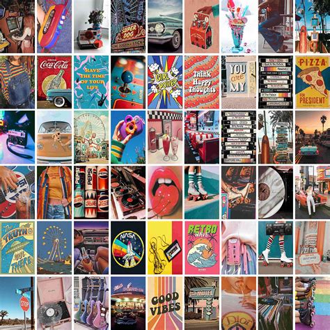 Buy Wall Collage Kit Aesthetic Pictures60 Pcs 4x6 Inch Retro 80s Photo