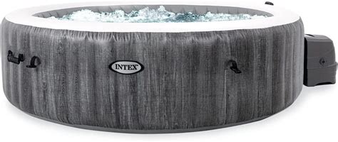 Intex Purespa Greywood Deluxe 85″ X 25″ Outdoor Portable Inflatable 6 Person Round Hot Tub