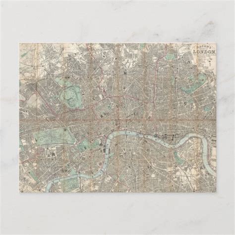 Vintage Map Of London 1890 Postcard Zazzle