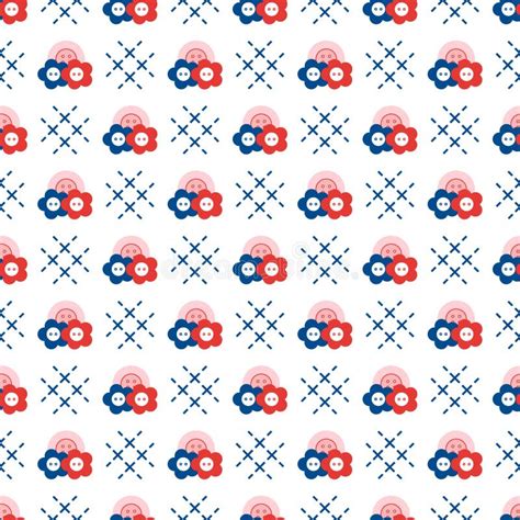 Seamless Pattern With Buttons Sewing Needlework Stock Vector Illustration Of Trim