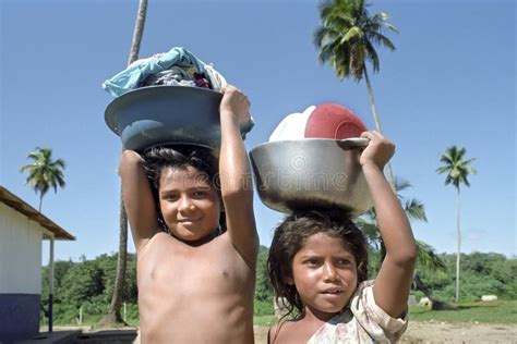 Village Life Of Indian Children Coco River Nicaragua Editorial Image