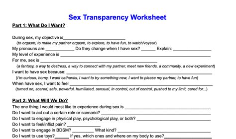 Sex Transparency Worksheet