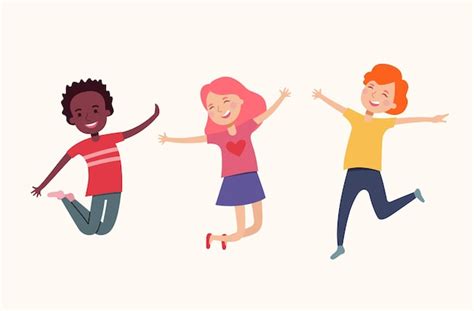 Premium Vector Happy Kids Jumping Isolated