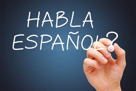 Habla Espanol Handwritten With White Marker Stock Photo Image Of