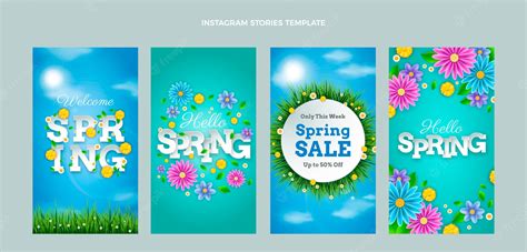 Premium Vector Realistic Spring Instagram Stories Collection