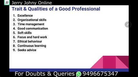 Traits And Qualities Of A Professional Class 14 Youtube