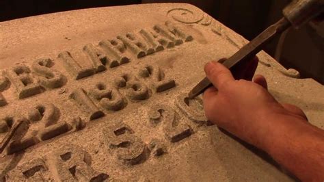 Carving A Raised Letter Inscription Into Granite For A Headstone Youtube