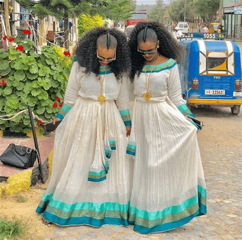 Clipkulture Ladies In Beautiful Habesha Kemis Traditional Dresses