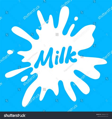 Milk Label Splash On Blue Background Vector Royalty Free Stock