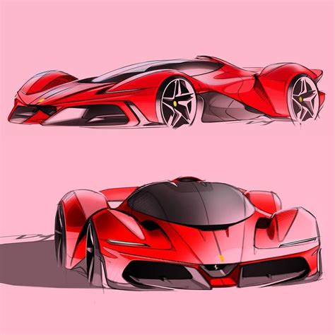 a red sports car is shown in three different angles with the front and rear wheels facing
