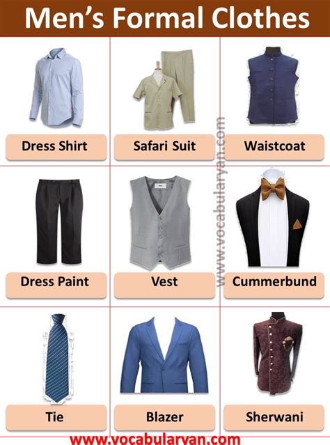 Mens Cloths Accessories Picture Vocabulary