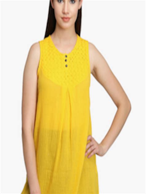 Buy La Loft Yellow Solid Tunic Tunics For Women 8062835 Myntra