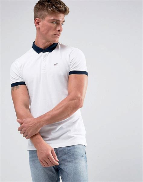 Hollister Polo Shrunken Collar Pique Slim Fit In White White